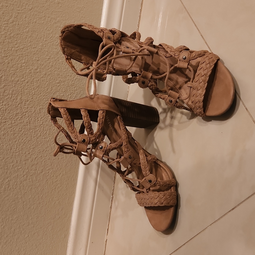 Merona Lace Up Heels-Beige